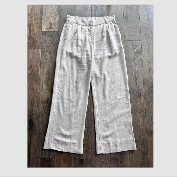 Abercrombie Sloane Linen Blend Wide Leg Trouser Pants Beige Size 25 Short - Picture 1 of 6
